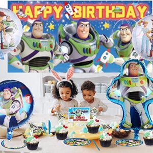 FNTOO Buzz Lightyear Party Supplies Plates Favors Decorations Backdrop Decor Banner Birthday Cake Topper, N02660