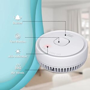 Ecoey Smoke Detector, Smoke Alarm with Advanced Photoelectric Technology, Fire Alarm Smoke Detector with Test Button and Low Battery Reminder, Fire Alarm Used in Bedroom, Home, FJ138, 1 Pack