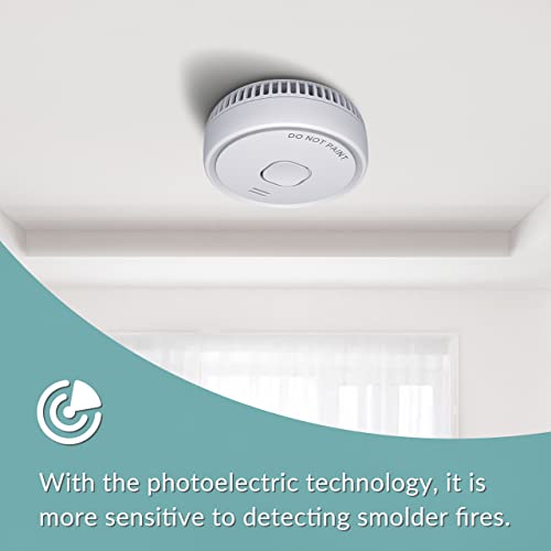 Ecoey Smoke Detector, Smoke Alarm with Advanced Photoelectric Technology, Fire Alarm Smoke Detector with Test Button and Low Battery Reminder, Fire Alarm Used in Bedroom, Home, FJ138, 1 Pack