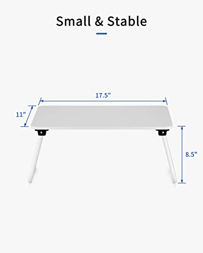 Folding Lap Desk, Ruxury Laptop Stand Bed, Breakfast Serving Tray, Portable & Lightweight Mini Table, Lap Tablet Desk for Sofa Couch Floor - White