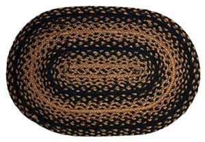 ebony braided placemat rug 13"x19" accent floor carpet natural jute material doormat | black and natural enhance with woven collection (13"x19", ebony) set of 4
