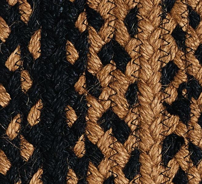 Ebony Braided Placemat Rug 13"x19" Accent Floor Carpet Natural Jute Material Doormat | Black and Natural Enhance with Woven Collection (13"x19", Ebony) Set of 4