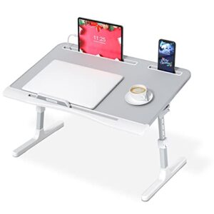 portable desk for laptop,adjustable computer standing desk with heights and angles for home office,laptop stand for desk,folding laptop table for bed/sofa/couch/floor/outdoor