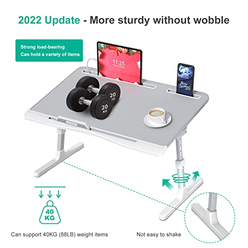 Portable Desk for Laptop,Adjustable Computer Standing Desk with Heights and Angles for Home Office,Laptop Stand for Desk,Folding Laptop Table for Bed/Sofa/Couch/Floor/Outdoor