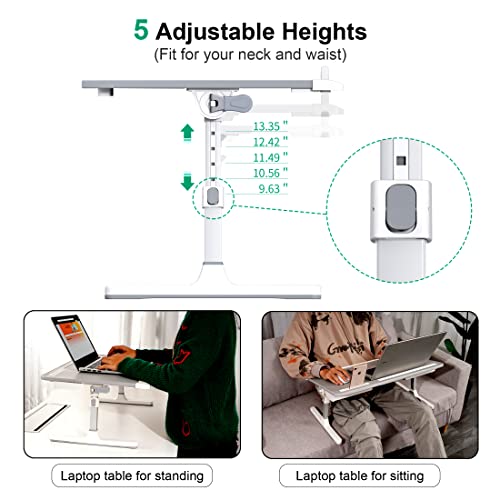 Portable Desk for Laptop,Adjustable Computer Standing Desk with Heights and Angles for Home Office,Laptop Stand for Desk,Folding Laptop Table for Bed/Sofa/Couch/Floor/Outdoor