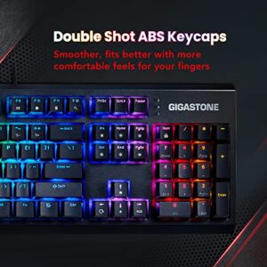 Gigastone Mechanical Keyboard, RGB Gaming Brown Switch, LED Rainbow Backlit Wired Gaming Keyboard, Precise Tactile Feedback, Full Anti-Ghosting, Full Size 104 Keys, Black GK-12