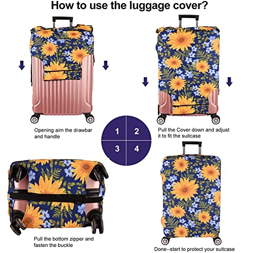 7-mi Luggage Cover， Suitcase Covers 19-30 Inch Expandable Anti-Scratch Luggage Protector Flower for Carry on Luggage XL 29-30IN