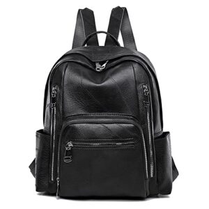 xia wei si women's backpack purses multipurpose vintage handbag shoulder bag pu leather fashion travel bag (black)