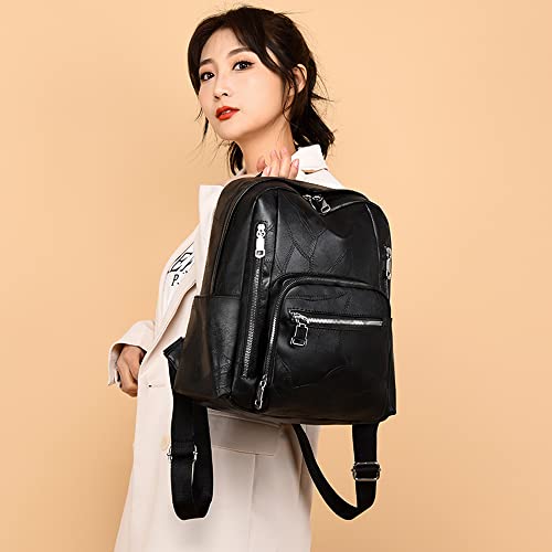 XIA WEI SI Women's Backpack Purses Multipurpose Vintage Handbag Shoulder Bag PU Leather Fashion Travel bag (Black)