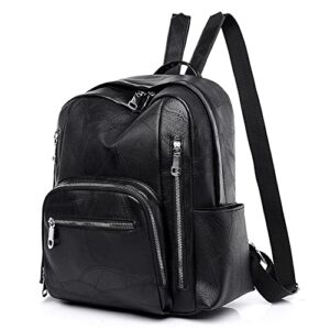 XIA WEI SI Women's Backpack Purses Multipurpose Vintage Handbag Shoulder Bag PU Leather Fashion Travel bag (Black)