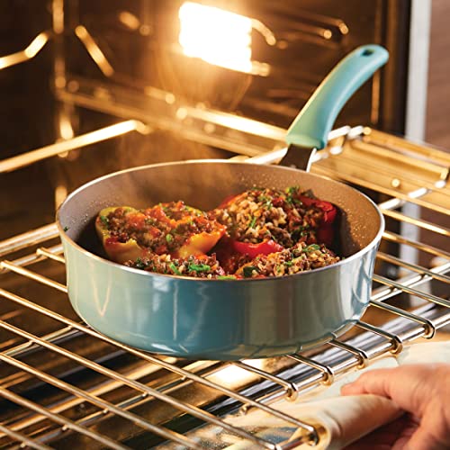 Rachael Ray Cook + Create Nonstick Sauté Pan with Lid, 3 Quart, Agave Blue