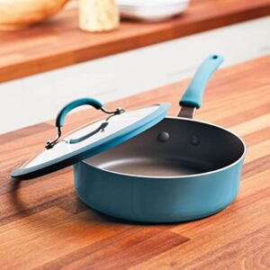 Rachael Ray Cook + Create Nonstick Sauté Pan with Lid, 3 Quart, Agave Blue