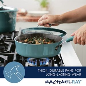 Rachael Ray Cook + Create Nonstick Sauté Pan with Lid, 3 Quart, Agave Blue