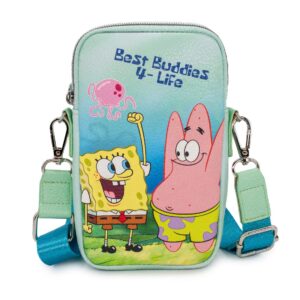 buckle down wallet phone bag holder-spongebob squarepants and patrick star best buddies 4-life pose seafoam green