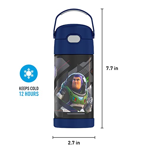 Disney Pixar Lightyear THERMOS FUNTAINER 12 Ounce Stainless Steel Vacuum Insulated Kids Straw Bottle