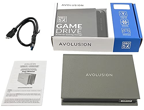 Avolusion Mini Pro-5X 1TB USB 3.0 Portable External Gaming Hard Drive - Grey (for PS5, Pre-Formatted) - 2 Year Warranty