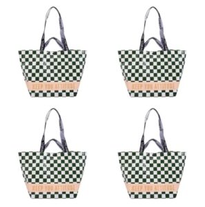 ameip reusable grocery bags foldable, 4 pack heavy duty large shopping cart totes portable waterproof bag maximum 50 lbs with reinforced bottom & handles for cloth toy kitchen picnic (plaid)