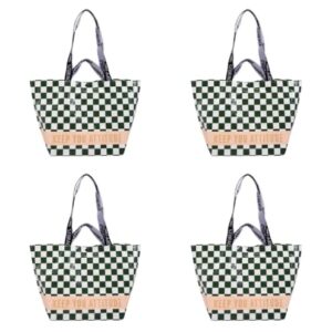 AMEIP Reusable Grocery Bags Foldable, 4 Pack Heavy Duty Large Shopping Cart Totes Portable Waterproof Bag Maximum 50 lbs with Reinforced Bottom & Handles for Cloth Toy Kitchen Picnic (Plaid)