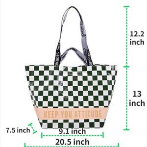 AMEIP Reusable Grocery Bags Foldable, 4 Pack Heavy Duty Large Shopping Cart Totes Portable Waterproof Bag Maximum 50 lbs with Reinforced Bottom & Handles for Cloth Toy Kitchen Picnic (Plaid)