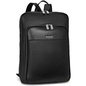 bostanten leather laptop backpack for women 15.6 inch computer bag travel work daypack large size bag