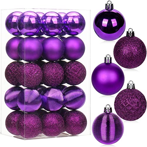 30PCS 2" Christmas Ball Ornaments Shatterproof Purple Christmas Tree Decorations Xmas Tree Balls Halloween Ornaments Décor