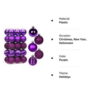 30PCS 2" Christmas Ball Ornaments Shatterproof Purple Christmas Tree Decorations Xmas Tree Balls Halloween Ornaments Décor