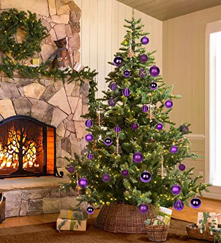 30PCS 2" Christmas Ball Ornaments Shatterproof Purple Christmas Tree Decorations Xmas Tree Balls Halloween Ornaments Décor