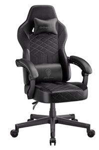 dowinx gaming chair with pocket spring cushion, ergonomic computer chair high back, reclining massage game chair pu leather 350lbs, black