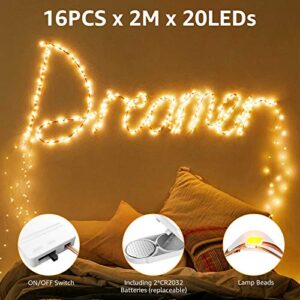 Olafus 16 Pack Warm White and Cool White Fairy Lights Battery Operated, Mini Starry String Light Waterproof IP68, 7ft 20 LED Firefly Starry Light Copper Wire for Christmas Decorations Wedding Party