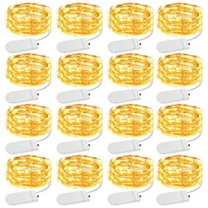 Olafus 16 Pack Warm White and Cool White Fairy Lights Battery Operated, Mini Starry String Light Waterproof IP68, 7ft 20 LED Firefly Starry Light Copper Wire for Christmas Decorations Wedding Party