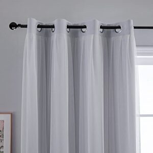 Anytime Home Curtains Blackout and Sheer Layered Solid Window Curtain Panel Pair with Grommet Top, 52Wx63L,Greyish White