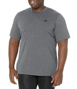 adidas men's essentials feel ready training t-shirt, dark grey heather/white/black, x-large