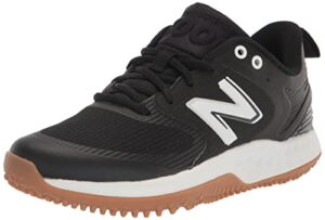 new balance men's fresh foam 3000 v6 turf-trainer baseball shoe, black/white/gum, 10.5