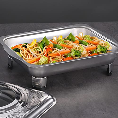 Angoily Dish Tray Chafing Dish Stainless Steel Buffet Pan with Lid Chafer Bowl Rectangular Serving Bowl Canteen Basin with Cover For Weddings Parties Banquets Catering Events Food Warmer