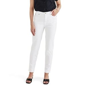 dockers women's slim fit high rise jean cut pants, lucent white, 28
