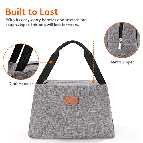 Lifewit Lunch Bag for Women Men, Insulated Lunch Box, Reusable Lunch Tote for Meal Prep, Work, Travel, Grey