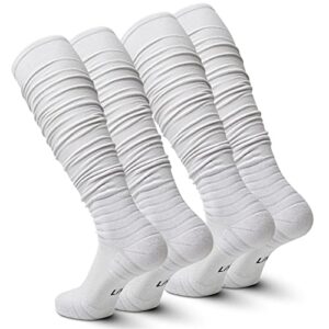 iramy scrunch ultra long football socks 2 packs combed cotton with ankle support padded knee high socks tube sock youth adult