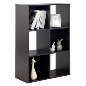 pachira e-commerce us 6 cube storage bookcase, unit shelf, closet cabinet, bookshelf organizer rack in living room, bedroom, study, dark brown
