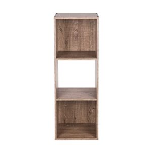 PACHIRA E-Commerce US 3-Tier Open Storage Shelf, Modern Cubby Organizer or Bookcase Cabinet for Living Room Bedroom Office Dorm Room Kids Room, Rustic Brown Oak