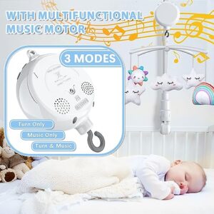 FEISIKE Baby Crib Mobile with 3 Modes Musical Box,Volume Control,12 Lullabies,Nursery Crib Toys for Newborn Ages 0 and Older,23 Inches Baby Mobile Arm and 5 Pcs Hanging Toys