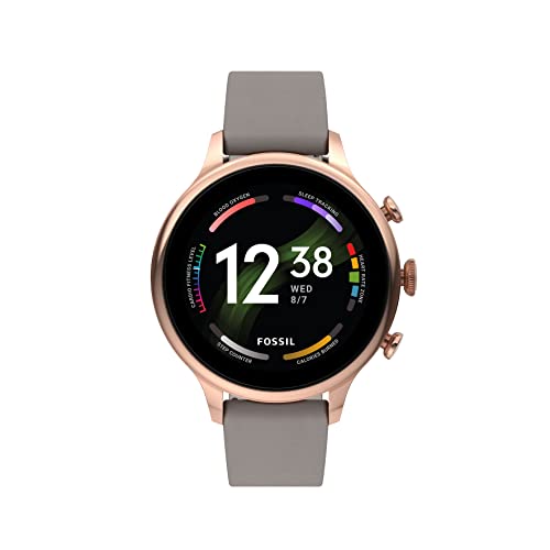 Fossil Unisex Gen 6 42mm Stainless Steel and Leather Touchscreen Smart Watch, Color: Rose Gold, Taupe (Model: FTW6079V)