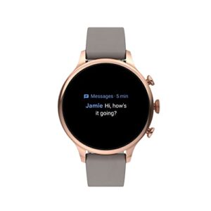 Fossil Unisex Gen 6 42mm Stainless Steel and Leather Touchscreen Smart Watch, Color: Rose Gold, Taupe (Model: FTW6079V)