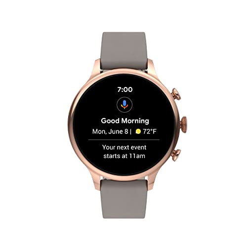 Fossil Unisex Gen 6 42mm Stainless Steel and Leather Touchscreen Smart Watch, Color: Rose Gold, Taupe (Model: FTW6079V)