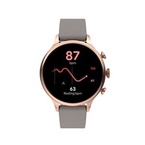 Fossil Unisex Gen 6 42mm Stainless Steel and Leather Touchscreen Smart Watch, Color: Rose Gold, Taupe (Model: FTW6079V)