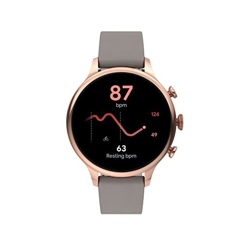 Fossil Unisex Gen 6 42mm Stainless Steel and Leather Touchscreen Smart Watch, Color: Rose Gold, Taupe (Model: FTW6079V)