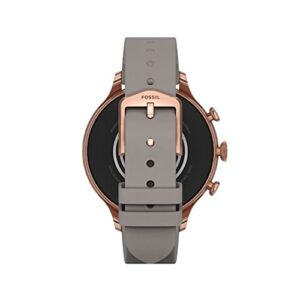 Fossil Unisex Gen 6 42mm Stainless Steel and Leather Touchscreen Smart Watch, Color: Rose Gold, Taupe (Model: FTW6079V)