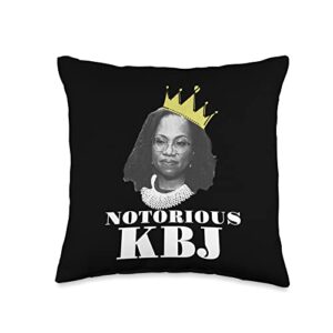 persevere designs kbj ketanji brown jackson-notorious k.b.j. meme throw pillow, 16x16, multicolor