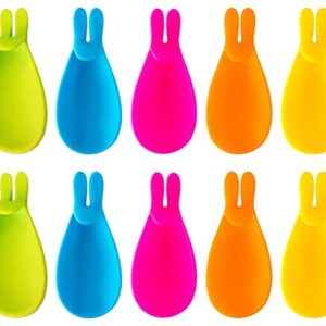 10 Pcs Silicone Tea Bag Holder, Cute Colorful Silicone Tea Bag Hanger Rabbit Shape Silicone Tea Bag Hanger for Hanging Tea Bag