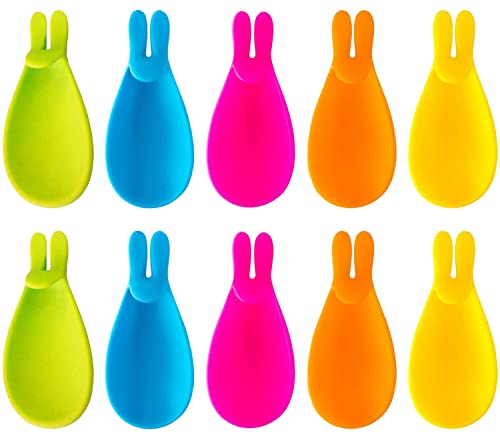 10 Pcs Silicone Tea Bag Holder, Cute Colorful Silicone Tea Bag Hanger Rabbit Shape Silicone Tea Bag Hanger for Hanging Tea Bag