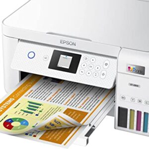 Epson EcoTank ET-2850 Wireless All-in-One Inkjet Color Printer, 4800x1200 dpi, Duplex Printing, Mobile Photo Printing, 1.44" Color LCD Display, Cartridge-Free, White, Bundle with Printer Cable